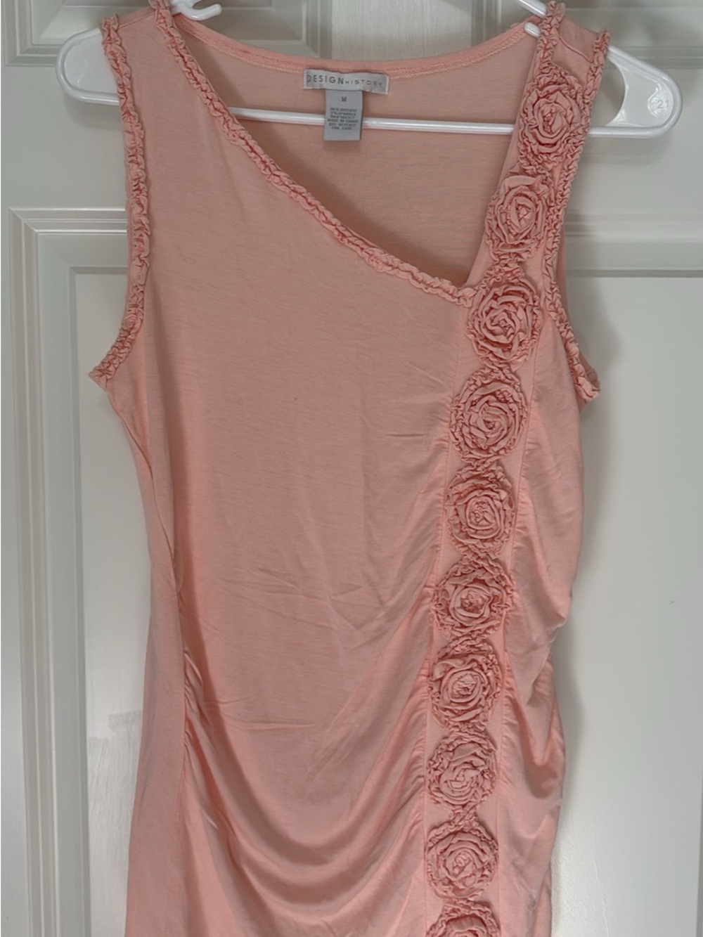 Design History Peach One-Shoulder Tank with Floral Appliqué